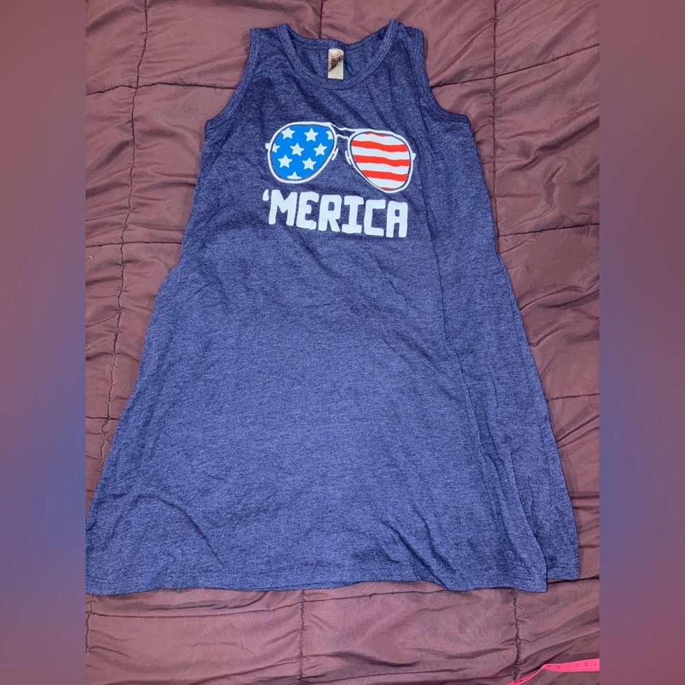 Girls' Navy Patriotic Sunglasses Swim Coverup Size M